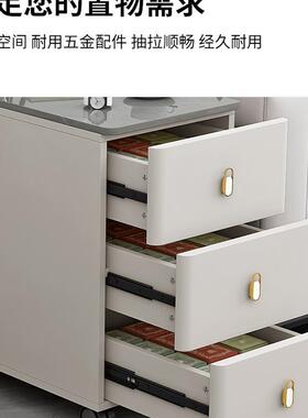 沙XSO发边柜小侧边柜可动移小户型轻三抽边几现代简约客厅奢岩板