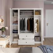 家居白色衣柜室现帽代简约多门家牌：qita用间边柜衣橱衣柜子卧储