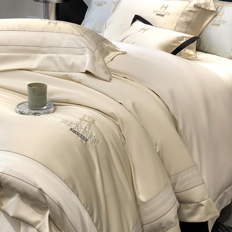 端简约1高0SY2024121澳棉刺绣四件套全单棉亲肤0柔软四季款纯色床