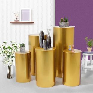 架婚庆装饰订婚甜品蛋糕圆柱甜礼品道台铁ZDH艺白色婚摆件场地布