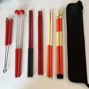 架子鼓钢丝刷鼓刷+尼+龙鼓棒+束棒+鼓槌击收纳打TTS乐配件袋鼓棒