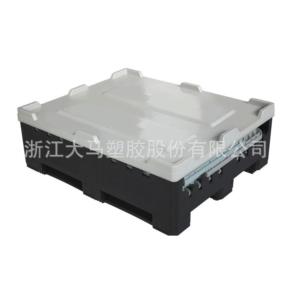 980B板厚箱水果箱带荐盖加带盖物流箱箱式HDG托盘卡卡板箱