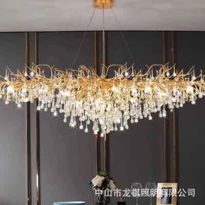 现后代轻法式水晶灯简约637餐厅创意客厅奢奢华树枝水滴水晶吊灯