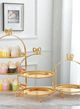 MLT架欧式层甜品台蛋金多糕下午茶色点心盘双层果盘展示架冷餐茶