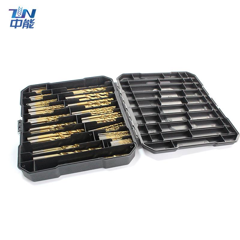 30OR件套高速镀钛麻花钻盒组合1mm-1钢0m2m塑装组合圆柄钻头