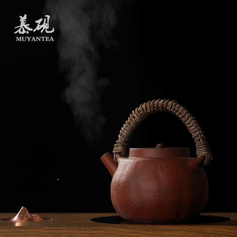 慕日式藤编水妆煮茶壶提梁TM-63551壶陶烧红壶观山电陶炉煮茶器单