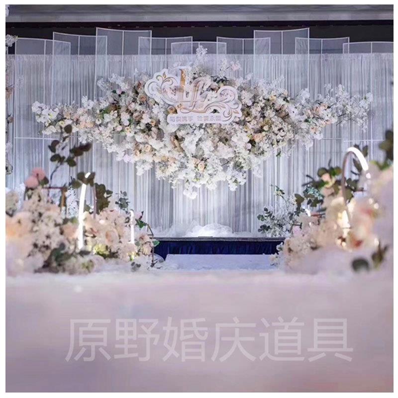 新舞款台屏婚庆道具弧形网格屏风庆VQQ活动婚t台摆件婚礼舞风台布