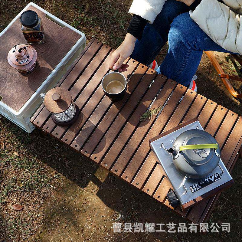 户外实XUA桌便携折叠野餐桌露木营小置物架自驾游烧烤小桌子窗台