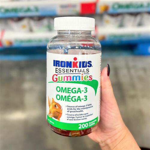 现货加拿大小铁人儿童DHA鱼油omega-3软糖200粒学生记忆视力保护