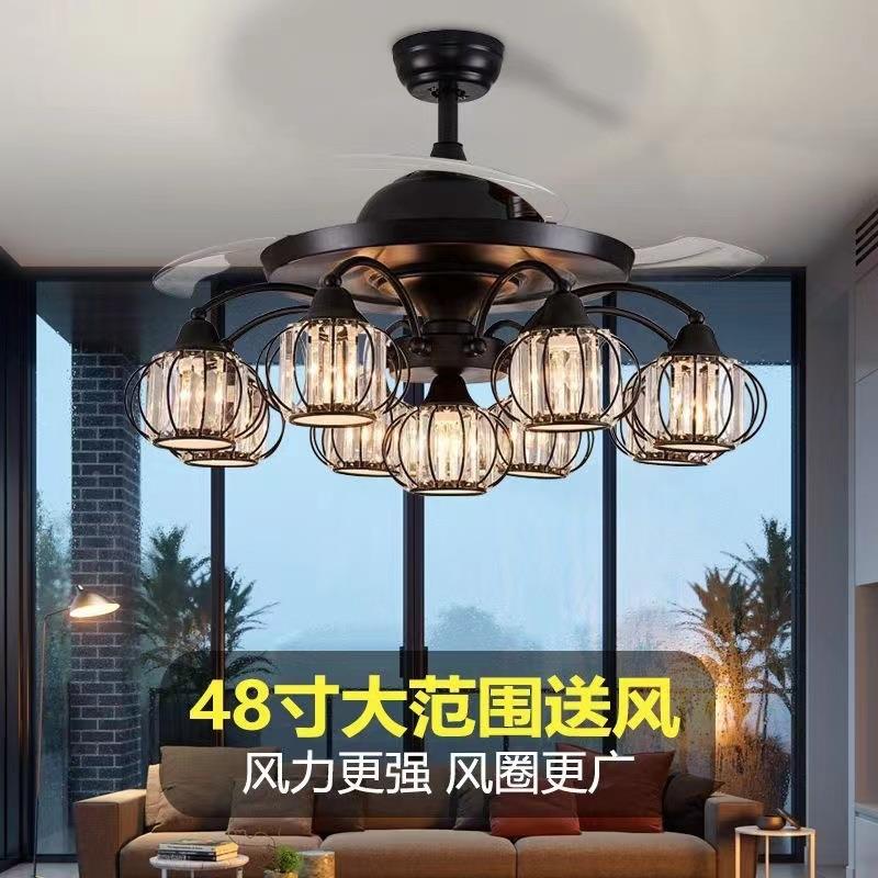 现风001代新中式扇灯中国风客厅水吊晶灯餐厅隐形吊吊扇灯工业风