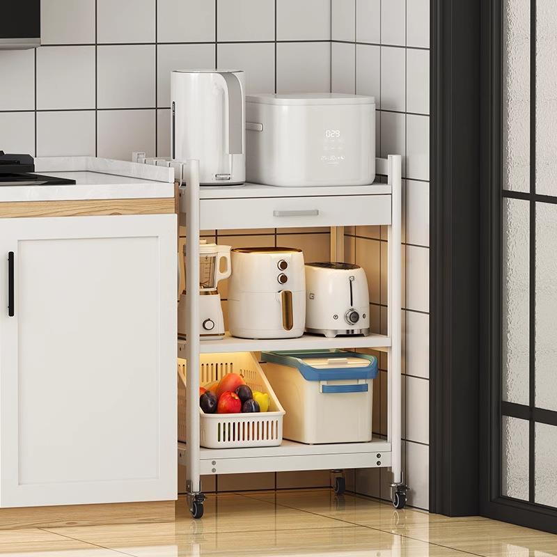 厨房置物落地多层架家用带抽微波炉烤箱收纳架屉多功能电储L40器