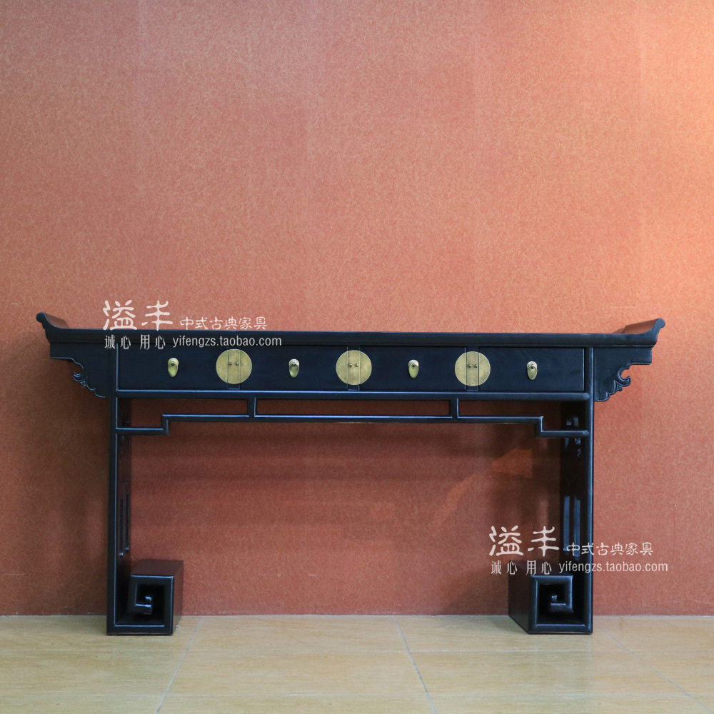 新中式仿古实木榆木翘头案玄关