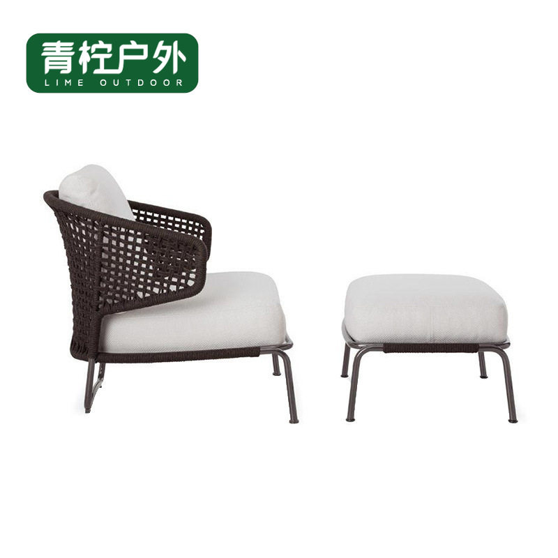 户外沙发花园阳台庭院酒店别墅单人编绳藤编防晒休闲家具桌椅组合
