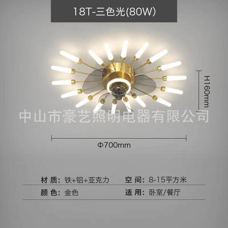 新款厅烟花主灯L灯ED烟花吸顶无极调光客厅创意天花风扇6一大体灯