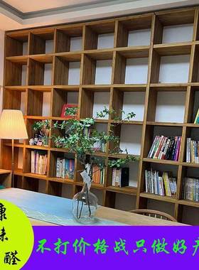 隔老书榆书架钉制实木落MXN地满墙柜子断吊柜格子置木物架架子