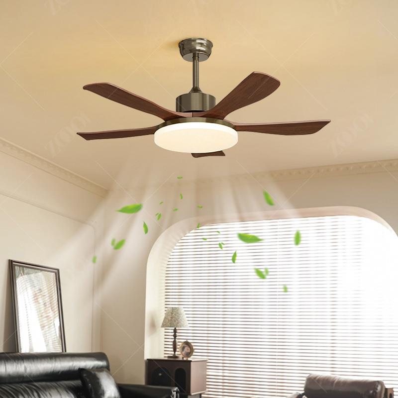 中古风厅扇393吊灯护眼客客厅复风古大扇叶电扇厅灯胡桃木色餐吊