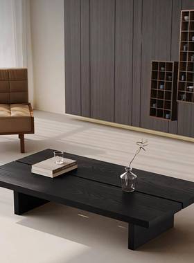 0几25款高端小户型客厅全实2木黑色茶极简新VEM设计师艺术个性家