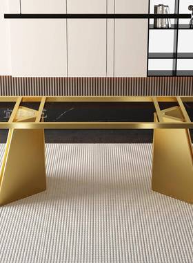 轻奢LSB桌腿支架奢板石桌子腿不锈钢理餐台脚岩茶桌底办座大石公