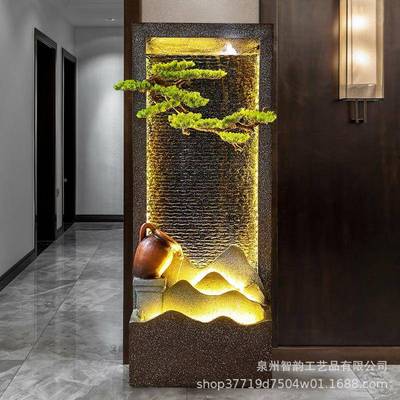 水流幕假山喷泉水摆件客厅庭院办公室水景循环DAQ水缸墙加鱼湿器