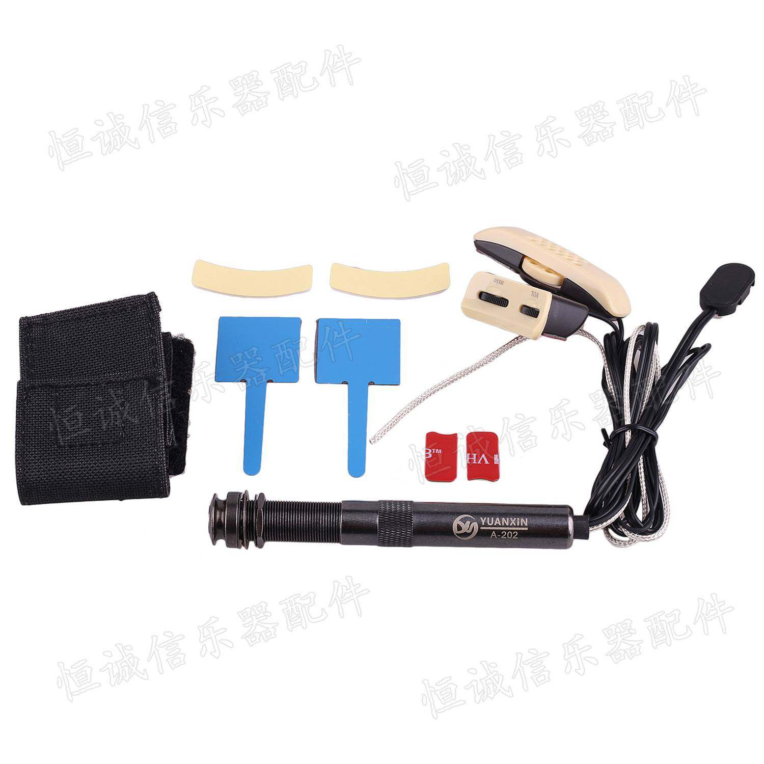 木吉他音孔拾音器EQ均衡器A-202麦克风打板带话筒拾音器吉他配件