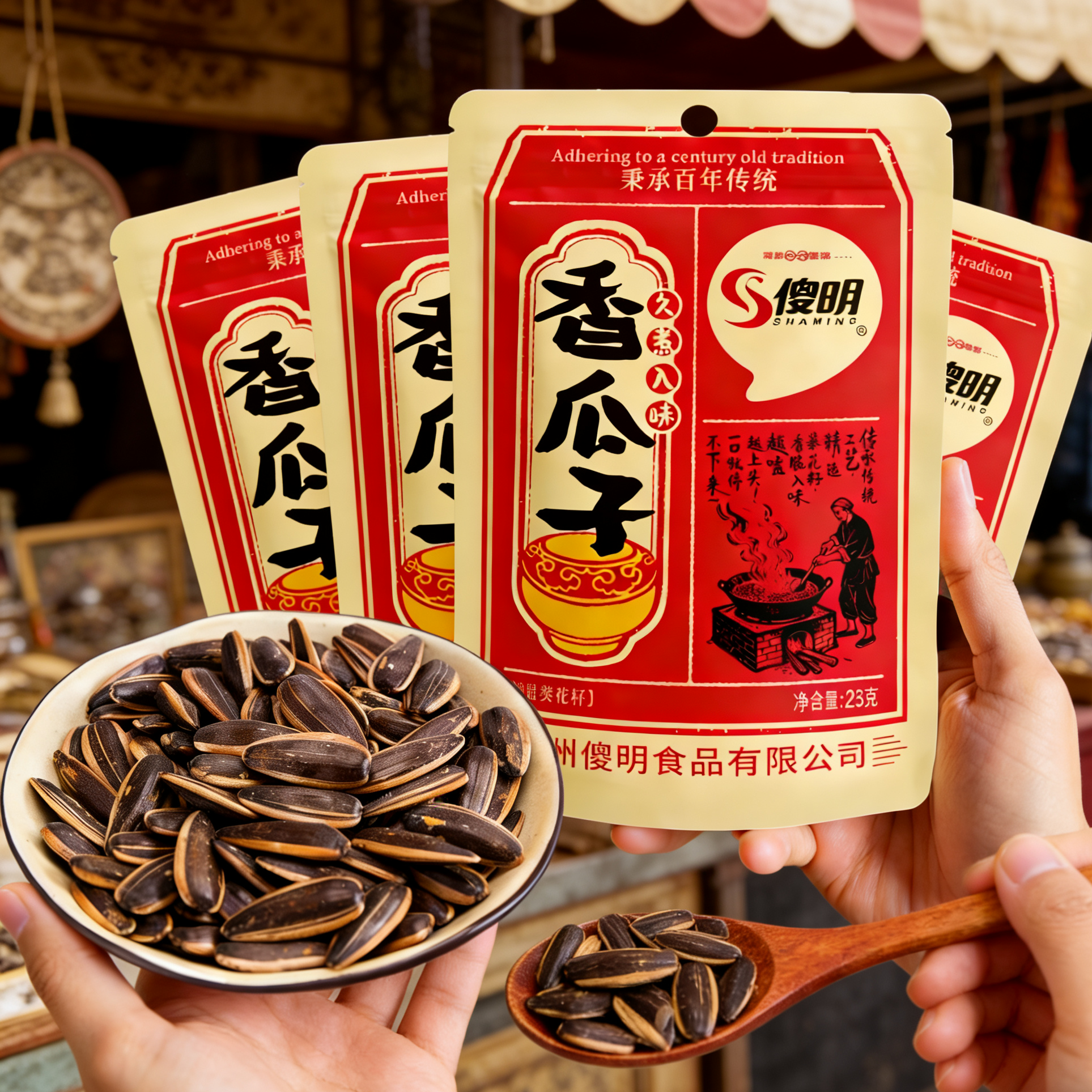 傻明香瓜23g童年怀旧五香葵瓜子坚果小包开袋即食休闲零食品炒货