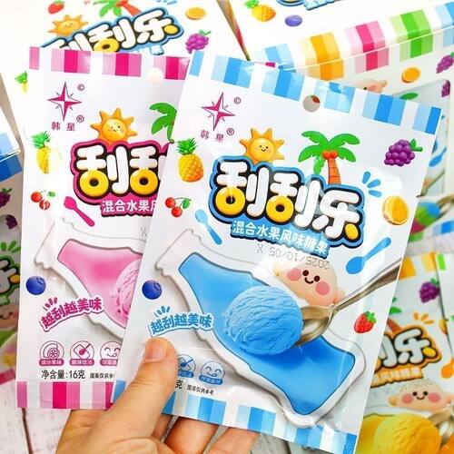 韩星刮刮乐混合水果味糖果网红休闲零食糖果硬糖怀旧儿时童年糖果