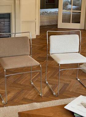 计意式简约用餐椅设师家款办KDE公休靠背椅小户型单人棉麻闲椅