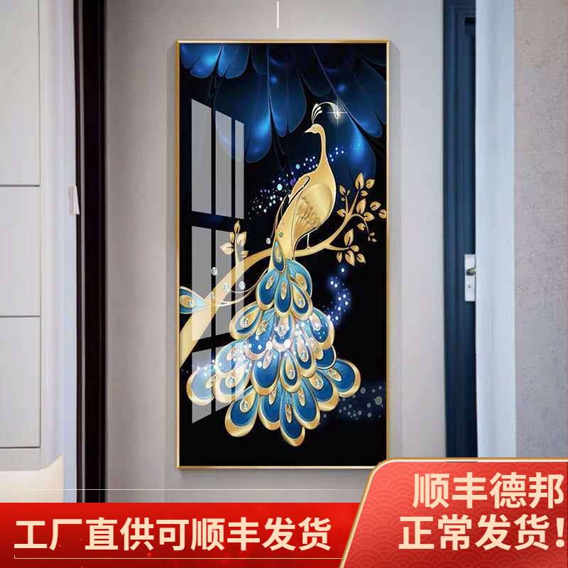 入户玄关装饰画走廊过道框画餐厅沙发背景晶瓷镶钻挂画装饰墙画图片
