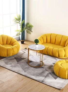 单人双小人多人组合南瓜油风沙发厅休闲客TAY户奶型可旋转沙发椅