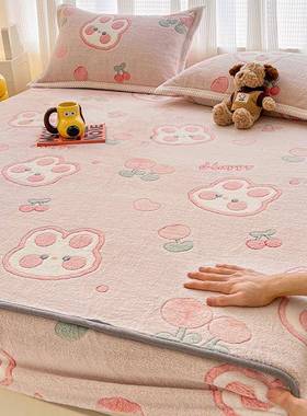 宿新款家用简约风垫20240914加厚保暖立体雪花绒列单床笠舍系冬季