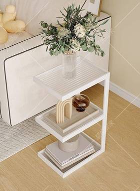 客厅沙发家用落地置奶物架极床头柜轻60049奢置物架边几油风玻璃