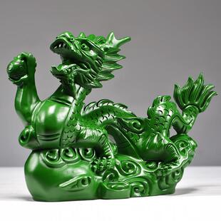 绿色TQ-929木龙摆件木头龙工艺质品居送礼实家木刻雕桌面装饰品客