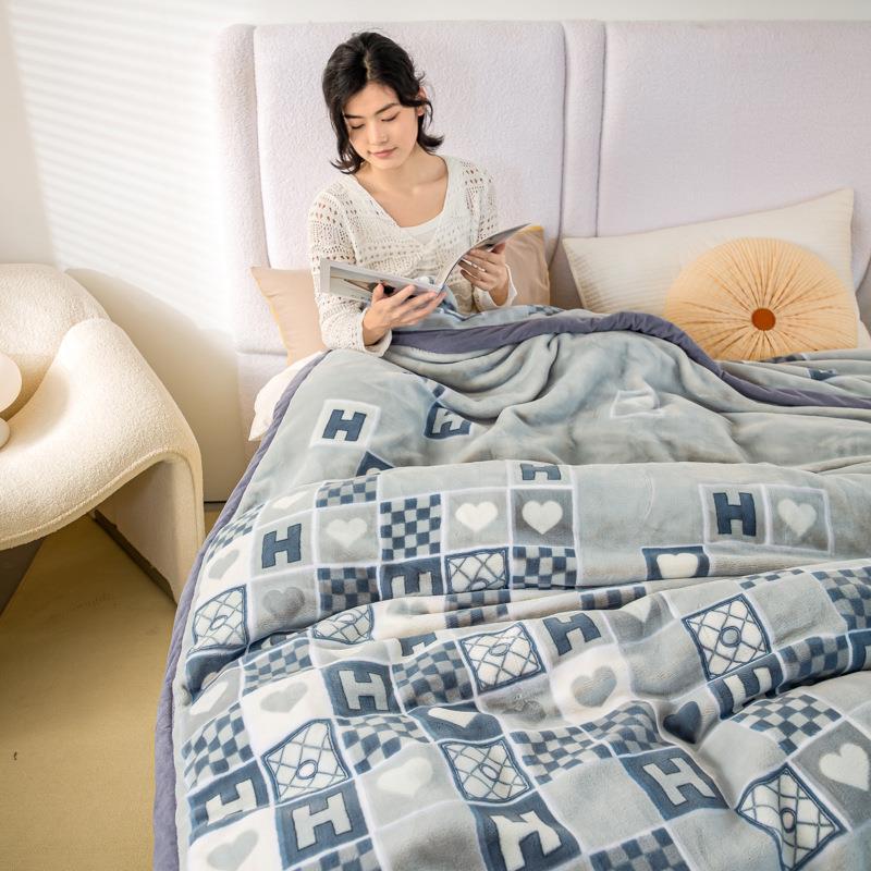 天鹅绒保毛毯被拉舍尔AST双冬面绒毯季加子厚暖午睡盖毯宿舍床单