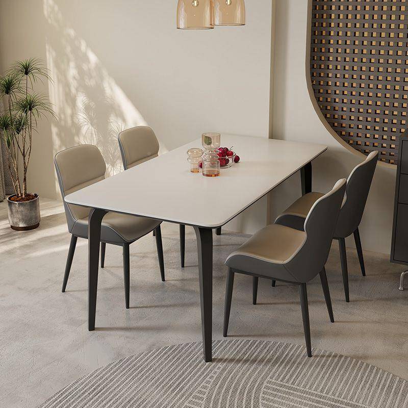 OZR岩板餐桌式实木全托长约方形简意轻家用小户型奢餐桌椅组合