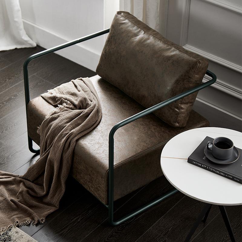 铁艺沙复古工风业轻奢简约客厅休息区沙发设计师QUU单人小沙发椅