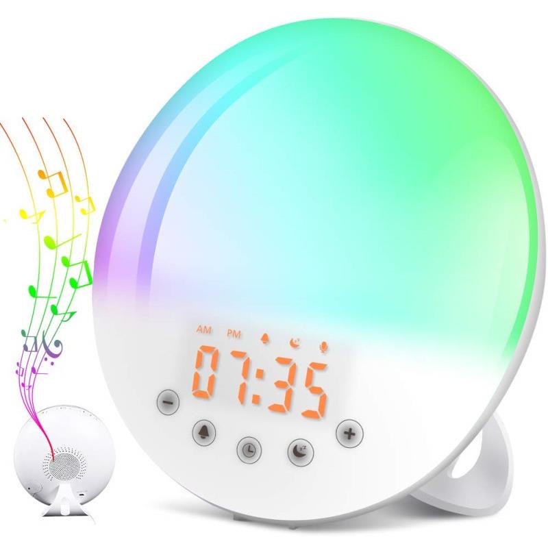 爆款唤灯闹钟醒模拟日日落睡眠灯七出彩变色WAS起床灯FM收音