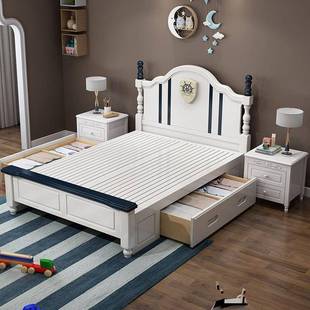 儿童床男孩实木床1.2人米1.5单床女孩米公A1主床美1.35式 现代储物