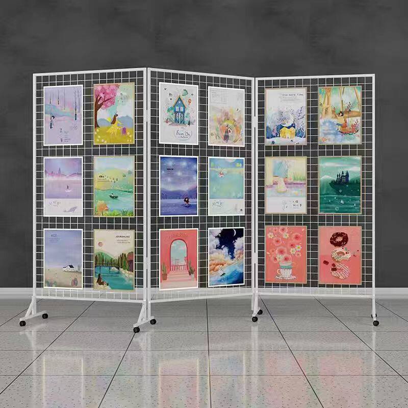 可折叠移动网格展示架网格展示架落地式画画