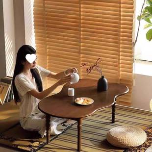 茶几客款厅家用2025新中无品牌/小型复古实木胡桃法式轻奢异形饭