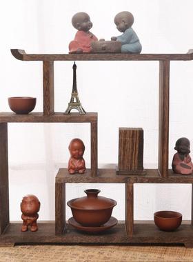 古架展实木中式迷你桌面摆件紫砂壶示架多宝阁茶具博架AL101803子