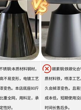 意式极简岩板餐桌SXSG-10现代轻奢桌黑家用圆形餐不锈钢钛高端饭