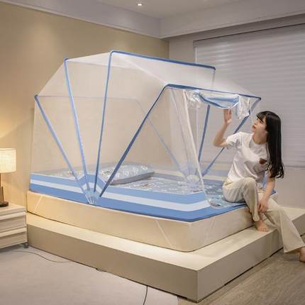 热加卖加密-新款六股高帐折防摔叠款印花蚊MYJ-2838学生宿舍蚊帐-