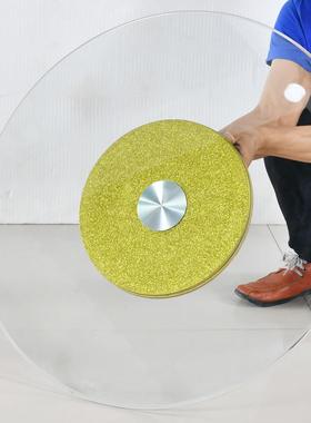 宴会桌玻转桌盘店餐厅双层钢酒LNS化玻璃聚会大圆璃酒楼饭店旋转