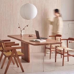 CT08实木白蜡木板餐桌悬浮亚大桌去客厅化书桌原木桌椅克力饭长工