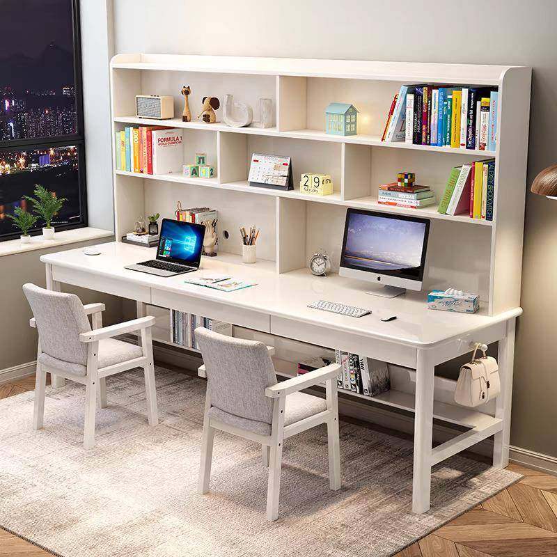 KPO实木双三人书书桌体架一写字桌学生简约家用电脑学桌习桌子带