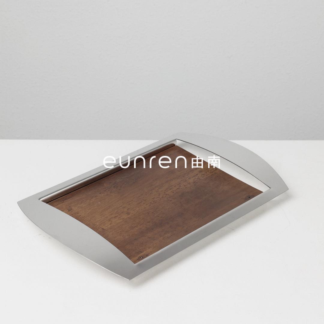 简约不锈钢TJL胡桃木托盘收纳摆件居茶几餐桌家样板房间软盘装果