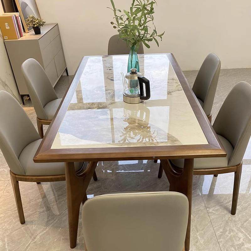 新中式实木桌椅组岩合高端轻奢2方0VOS25新款小餐户型长形板家庭