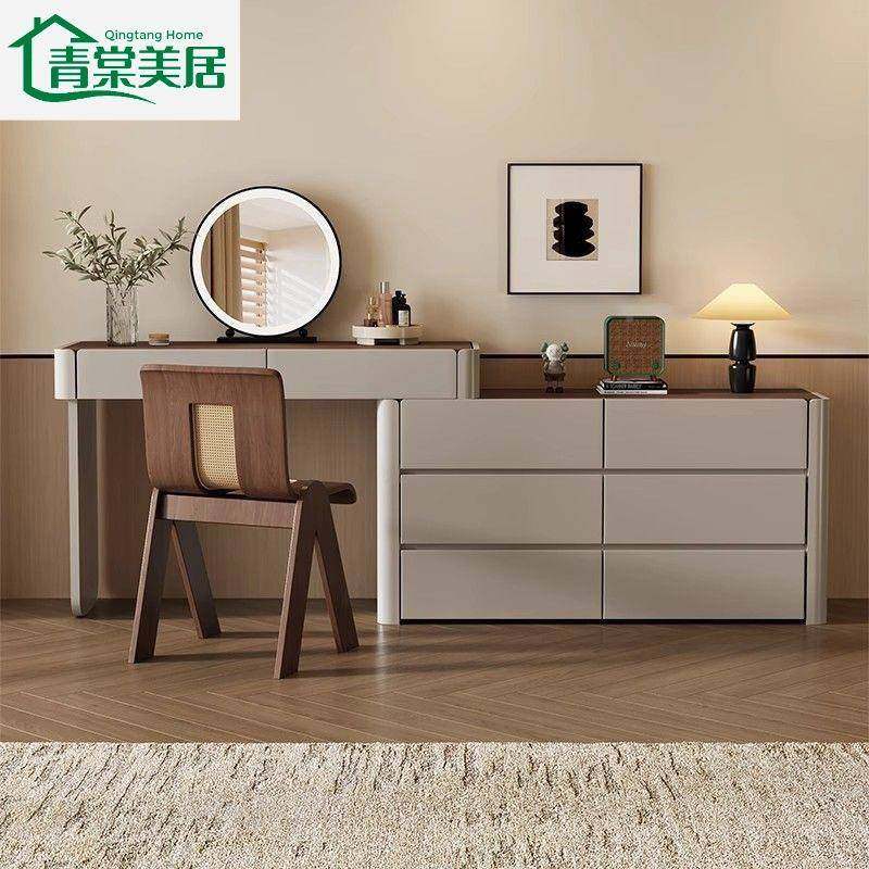 意式轻奢实木梳妆台纳烤漆简代约现可移动妆梳妆台收柜一体RKB化