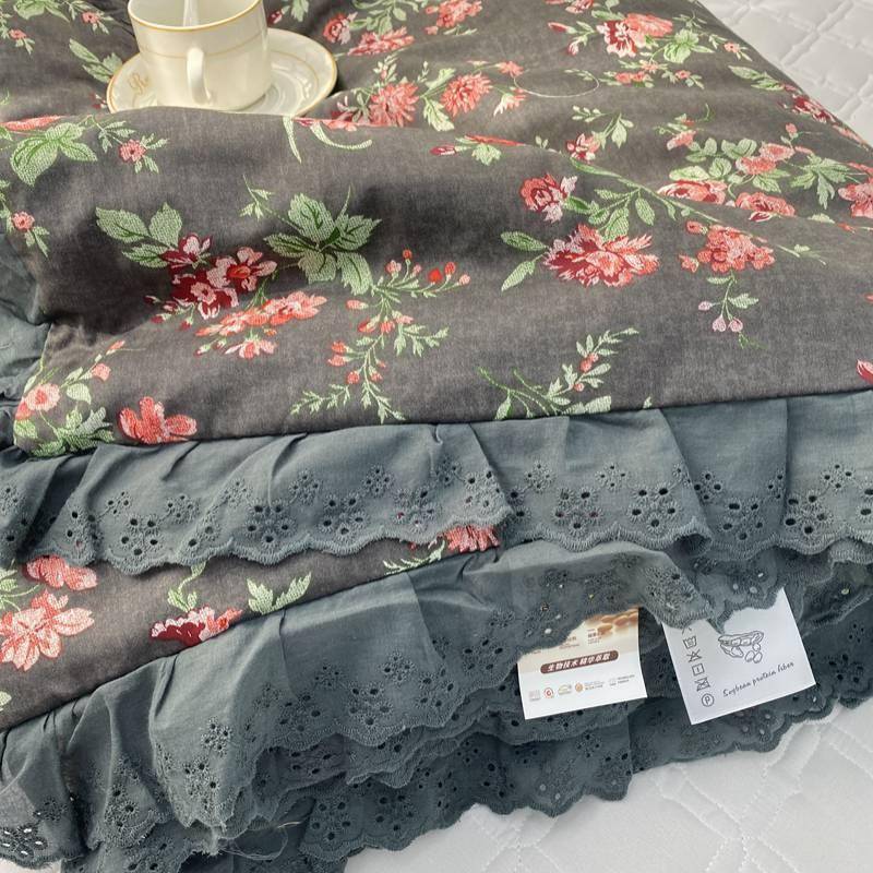 法式床复古纯棉床盖三IGM件套小碎花棉花棉炕盖棉全夹夏棉盖被三