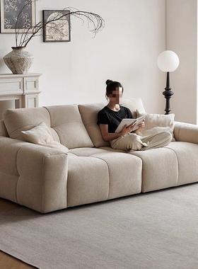 雪尼尔沙发意极NRY简超大坐排深可躺地直沙发豆式腐落块花瓣布艺